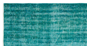 Turquoise Over Dyed Vintage Rug 4'2'' x 7'10'' ft 126 x 238 cm