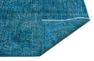 Turquoise Over Dyed Vintage Rug 3'9'' x 6'10'' ft 115 x 208 cm