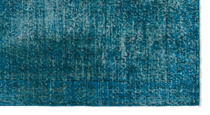 Turquoise Over Dyed Vintage Rug 3'9'' x 6'10'' ft 115 x 208 cm