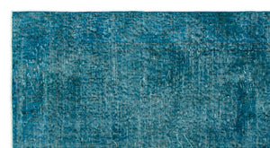 Turquoise Over Dyed Vintage Rug 3'9'' x 6'10'' ft 115 x 208 cm