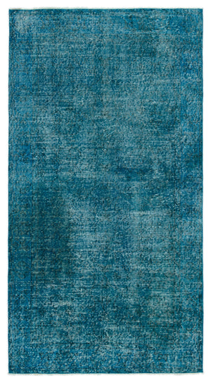 Turquoise Over Dyed Vintage Rug 3'9'' x 6'10'' ft 115 x 208 cm