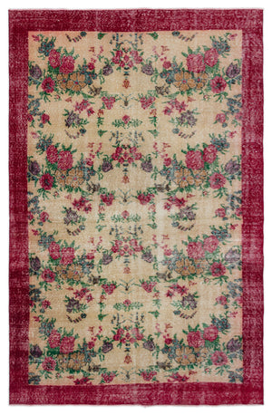 Red Over Dyed Vintage Rug 5'1'' x 7'11'' ft 156 x 241 cm