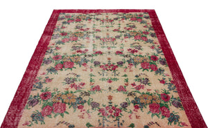 Red Over Dyed Vintage Rug 5'1'' x 7'11'' ft 156 x 241 cm