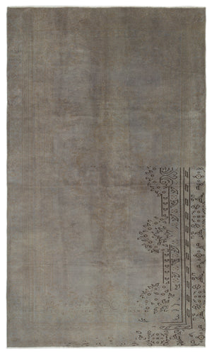 Gray Over Dyed Vintage Rug 5'7'' x 9'6'' ft 170 x 290 cm