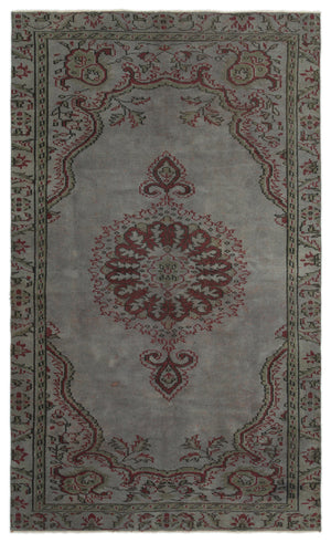 Gray Over Dyed Vintage Rug 5'3'' x 8'8'' ft 160 x 263 cm