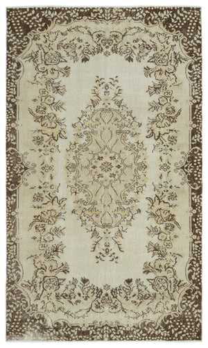 Beige Over Dyed Vintage Rug 5'6'' x 9'4'' ft 168 x 285 cm
