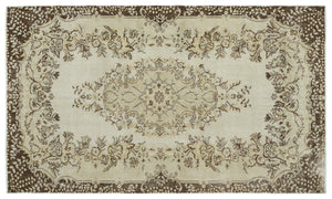 Beige Over Dyed Vintage Rug 5'6'' x 9'4'' ft 168 x 285 cm