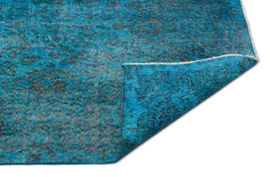 Turquoise Over Dyed Vintage Rug 5'8'' x 9'11'' ft 172 x 301 cm