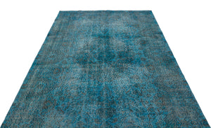 Turquoise Over Dyed Vintage Rug 5'8'' x 9'11'' ft 172 x 301 cm