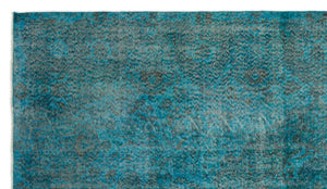 Turquoise Over Dyed Vintage Rug 5'8'' x 9'11'' ft 172 x 301 cm