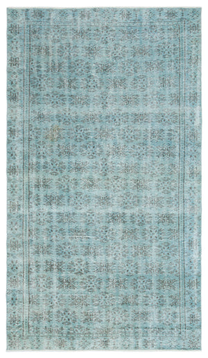 Blue Over Dyed Vintage Rug 5'2'' x 8'11'' ft 157 x 273 cm