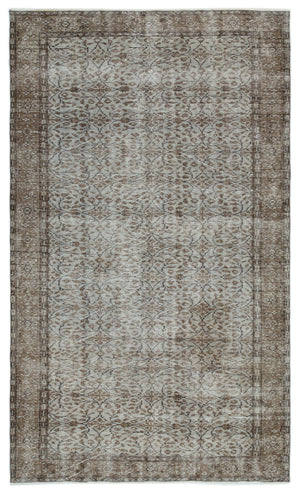 Gray Over Dyed Vintage Rug 5'3'' x 8'8'' ft 159 x 264 cm