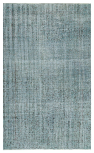 Blue Over Dyed Vintage Rug 5'7'' x 9'3'' ft 170 x 282 cm