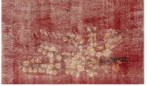 Retro Design Floral Over Dyed Vintage Rug 4'11'' x 8'4'' ft 151 x 255 cm