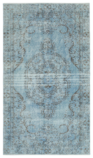 Blue Over Dyed Vintage Rug 4'10'' x 8'5'' ft 148 x 256 cm