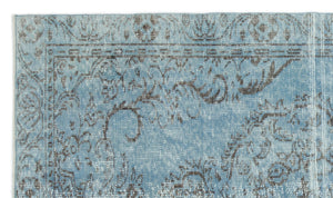 Blue Over Dyed Vintage Rug 4'10'' x 8'5'' ft 148 x 256 cm