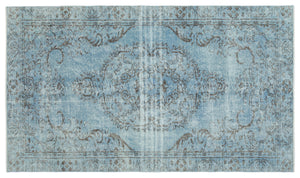 Blue Over Dyed Vintage Rug 4'10'' x 8'5'' ft 148 x 256 cm