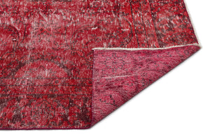 Red Over Dyed Vintage Rug 6'0'' x 9'11'' ft 183 x 303 cm