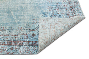 Blue Over Dyed Vintage Rug 4'9'' x 8'6'' ft 146 x 260 cm