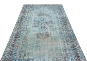 Blue Over Dyed Vintage Rug 4'9'' x 8'6'' ft 146 x 260 cm