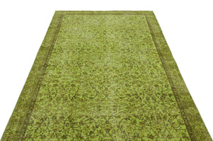 Green Over Dyed Vintage Rug 5'1'' x 8'12'' ft 155 x 274 cm