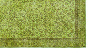 Green Over Dyed Vintage Rug 5'1'' x 8'12'' ft 155 x 274 cm