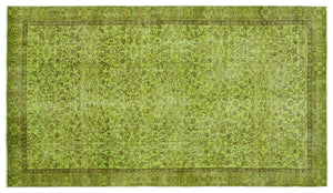 Green Over Dyed Vintage Rug 5'1'' x 8'12'' ft 155 x 274 cm