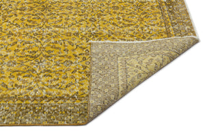 Yellow Over Dyed Vintage Rug 4'12'' x 8'9'' ft 152 x 266 cm