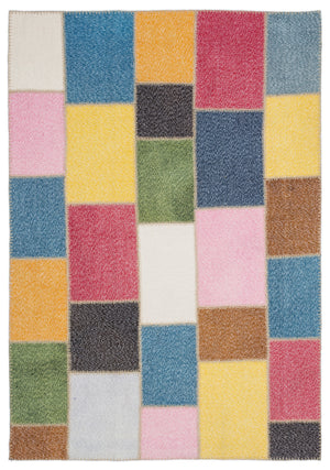 Mixed Over Dyed Patchwork Unique Rug 5'3'' x 7'7'' ft 160 x 230 cm