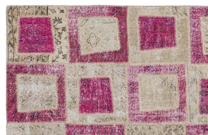 Pink Over Dyed Patchwork Unique Rug 5'3'' x 7'7'' ft 160 x 230 cm