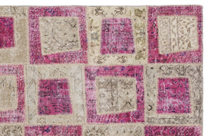 Pink Over Dyed Patchwork Unique Rug 5'3'' x 7'7'' ft 160 x 230 cm