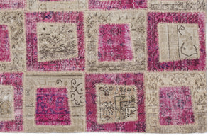 Pink Over Dyed Patchwork Unique Rug 5'3'' x 7'7'' ft 160 x 230 cm