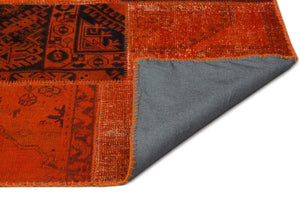Orange Over Dyed Patchwork Unique Rug 8'10'' x 11'11'' ft 268 x 362 cm