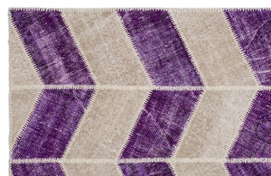 Purple Over Dyed Patchwork Unique Rug 5'3'' x 7'7'' ft 160 x 230 cm