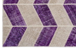 Purple Over Dyed Patchwork Unique Rug 5'3'' x 7'7'' ft 160 x 230 cm