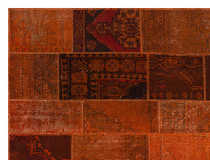 Orange Over Dyed Patchwork Unique Rug 8'10'' x 11'12'' ft 270 x 365 cm