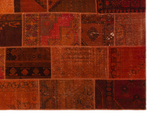 Orange Over Dyed Patchwork Unique Rug 8'10'' x 11'12'' ft 270 x 365 cm