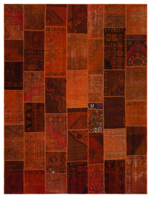 Orange Over Dyed Patchwork Unique Rug 8'10'' x 11'12'' ft 270 x 365 cm