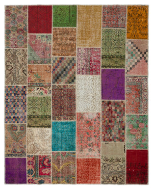 Naturel Over Dyed Patchwork Unique Rug 8'1'' x 10'1'' ft 246 x 308 cm