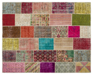 Naturel Over Dyed Patchwork Unique Rug 8'1'' x 10'0'' ft 247 x 306 cm