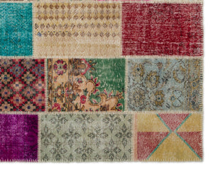 Naturel Over Dyed Patchwork Unique Rug 8'1'' x 10'0'' ft 247 x 306 cm