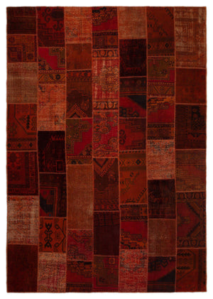Red Over Dyed Patchwork Unique Rug 9'9'' x 13'10'' ft 298 x 422 cm