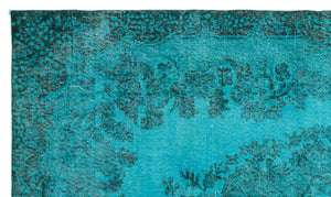 Turquoise Over Dyed Vintage Rug 5'7'' x 9'6'' ft 170 x 290 cm