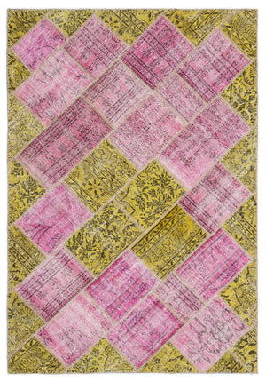 Mixed Over Dyed Patchwork Unique Rug 5'3'' x 7'7'' ft 160 x 230 cm