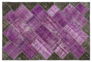 Mixed Over Dyed Patchwork Unique Rug 5'3'' x 7'7'' ft 160 x 230 cm