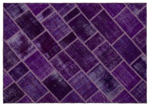 Purple Over Dyed Patchwork Unique Rug 5'4'' x 7'7'' ft 163 x 230 cm