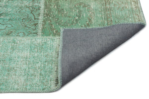 Green Over Dyed Patchwork Unique Rug 5'3'' x 7'7'' ft 160 x 230 cm