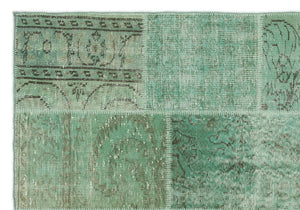 Green Over Dyed Patchwork Unique Rug 5'3'' x 7'7'' ft 160 x 230 cm
