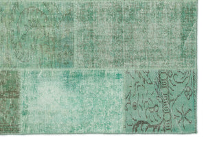 Green Over Dyed Patchwork Unique Rug 5'3'' x 7'7'' ft 160 x 230 cm