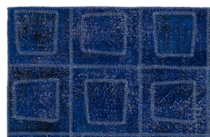 Blue Over Dyed Patchwork Unique Rug 5'3'' x 7'7'' ft 160 x 230 cm